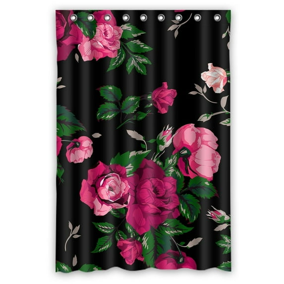 GCKG Red Rose Flower Pink Floral Waterproof Polyester Shower Curtain and Hooks Size 48x72 inches