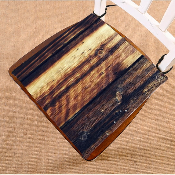 GCKG Rustic Old Barn Wood Art Chair Pad Seat Cushion Chair Cushion Floor Cushion with Breathable Memory Inner Cushion and Ties Two Sides Printing 16x16 inches