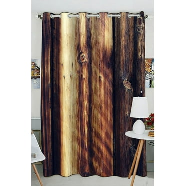 Rustic Curtains 2 Panels Set, Old Wooden Barn Door of Farmhouse Oak ...