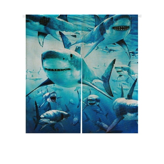GCKG Sea Sharks In the Deep Ocean Doorway Curtain Japanese Noren Curtains Door Curtain Entrance Curtain Size 85x90cm