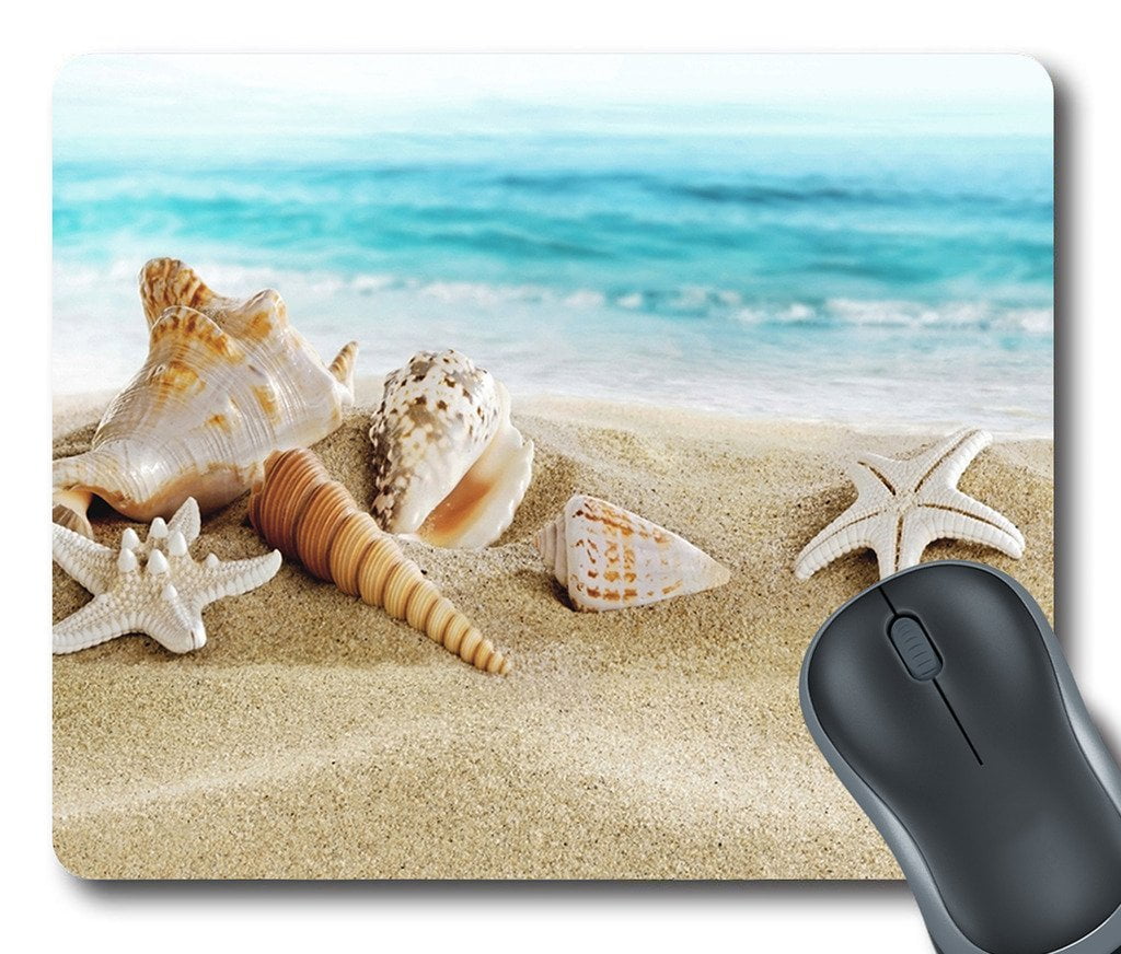 GCKG Seashell Starfish Soft Sand Blue Sea Mouse Pad Personalized Unique ...