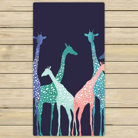 GCKG Six Colorful Giraffe Beach Towel Shower Towel Wrap For Home and Travel Use Size 30x56 inches