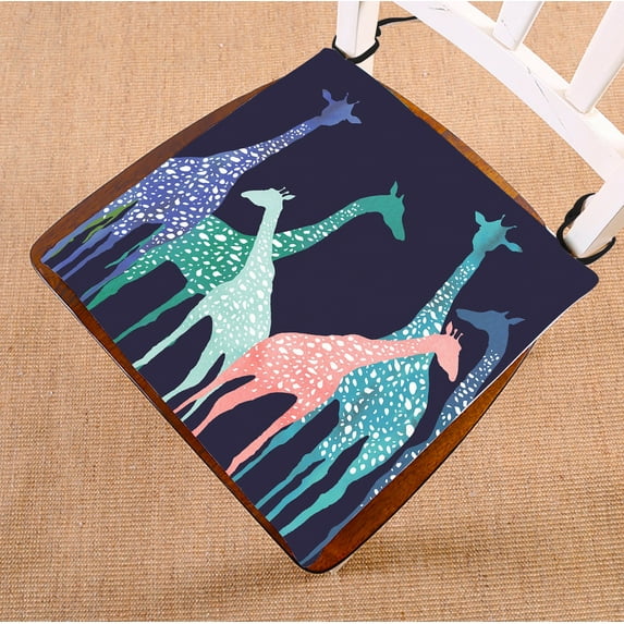 GCKG Six Colorful Giraffe Chair Pad Seat Cushion Chair Cushion Floor Cushion with Breathable Memory Inner Cushion and Ties Two Sides Printing 16x16 inches