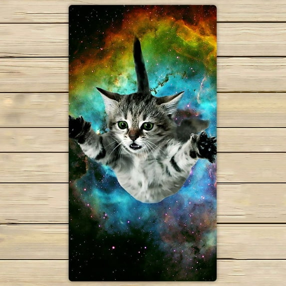 GCKG Space Cat Hand Towel,Spa Towel,Beach Bath Towels,Bathroom Body Shower Towel Bath Wrap Size 30x56 inches