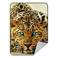 thumbnail image 1 of GCKG Special Effect Leopard With Authentical Blue Eyes Wild Animal Print Fleece Blanket Crystal Velvet Front and Lambswool Sherpa Fleece Back Throw Blanket 58x80inches, 1 of 4