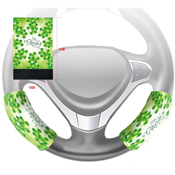 GCKG St. Patrick's day Steering Wheel Cover Anti-slip Wheel Sleeve Protector Hook and Loop Covers Size 10x16cm Set of 2
