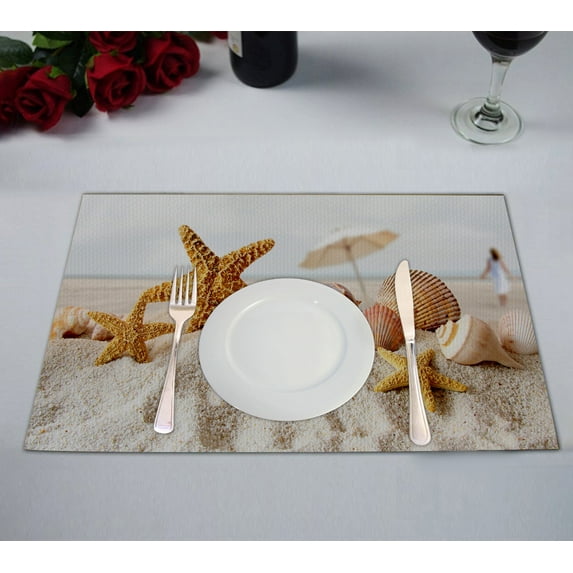 GCKG Star Fish Sea Shell Beach Placemats 12x18 inches Set of 2