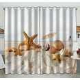thumbnail image 1 of GCKG Star Fish Sea Shell Beach Window Curtain Kitchen Curtain Window Drapes Panel for Living Room Bedroom Size 52(W) x 84(H) inches (Two Piece), 1 of 4