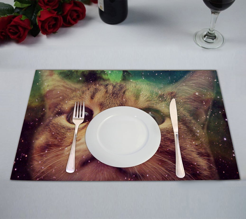 GCKG Star Galaxy Outer Space Cute Cat Placemats 12x18 inches Set of 2 ...