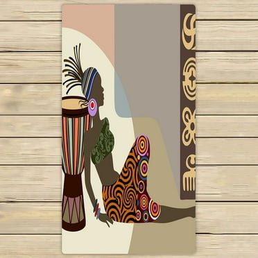 GCKG Super Specials African Woman Towels,Beach Bath Pool Sprot Travel Hand Spa Towel Size 30x56 inches