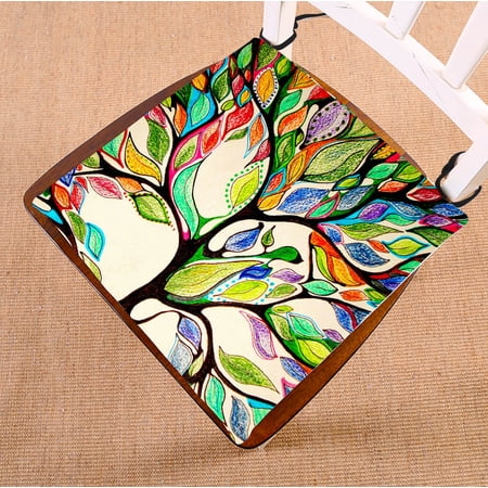 GCKG Tree of Life Chair Cushion,Tree of Life Gorgeous Like Leather Chair Pad Seat Cushion Chair Cushion Floor Cushion with Breathable Memory Inner Cushion and Ties Two Sides Printing 16x16 inch