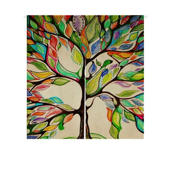 GCKG Tree of Life Japanese Noren Curtain,Tree of Life Gorgeous Like Leather Doorway Curtain Door Curtain Entrance Curtain Cotton Linen Curtain Size 85x90cm