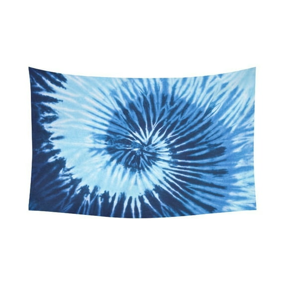 GCKG Trippy Blue Tie Dye Psychedelic Tapestry Horizontal Wall Hanging Hippie Tie Dyed Wall Decor Art for Living Room Bedroom Dorm Cotton Linen Decoration 90 x 60 Inches