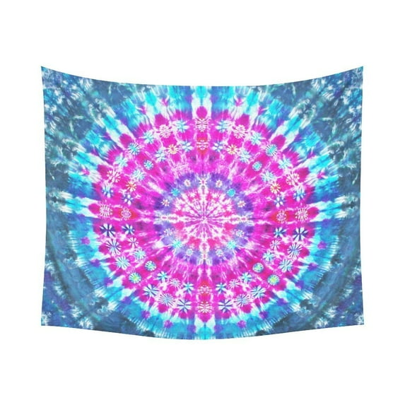 GCKG Trippy Tie Dye Mandala Hippie Psychedelic Tapestry Horizontal Wall Hanging Colorful Tie Dyed Wall Decor Art for Living Room Bedroom Dorm Cotton Linen Decoration 51 x 60 Inches