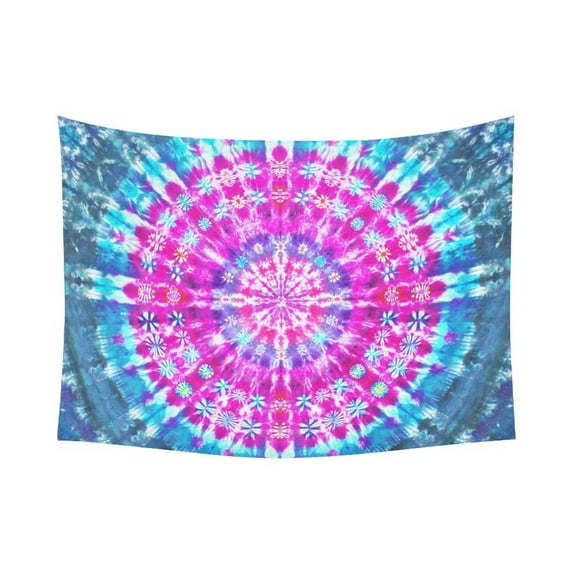 GCKG Trippy Tie Dye Mandala Hippie Psychedelic Tapestry Horizontal Wall Hanging Colorful Tie Dyed Wall Decor Art for Living Room Bedroom Dorm Cotton Linen Decoration 80 x 60 Inches