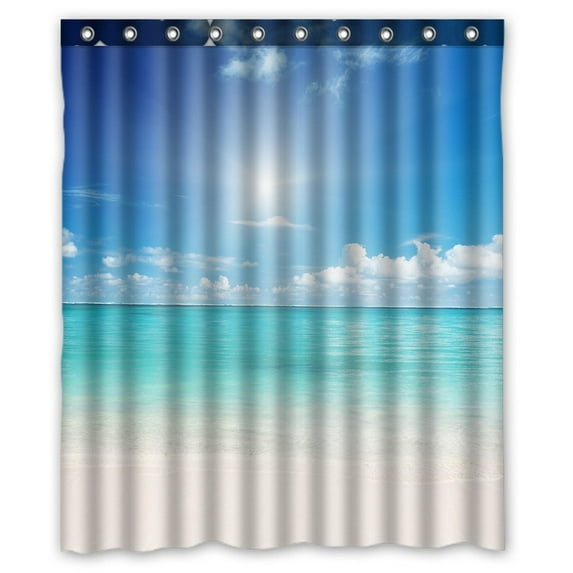 GCKG Tropical Beach Waterproof Polyester Shower Curtain and Hooks Size 60x72 inches