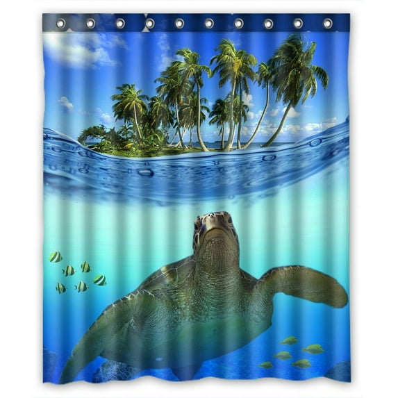 GCKG Underwater Sea Turtle Bathroom Shower Curtain, Shower Rings Included 100% Polyester Waterproof Shower Curtain 60x72 Inches
