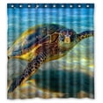thumbnail image 1 of GCKG Underwater Sea Turtle Waterproof Polyester Shower Curtain and Hooks Size 66x72 inches, 1 of 4