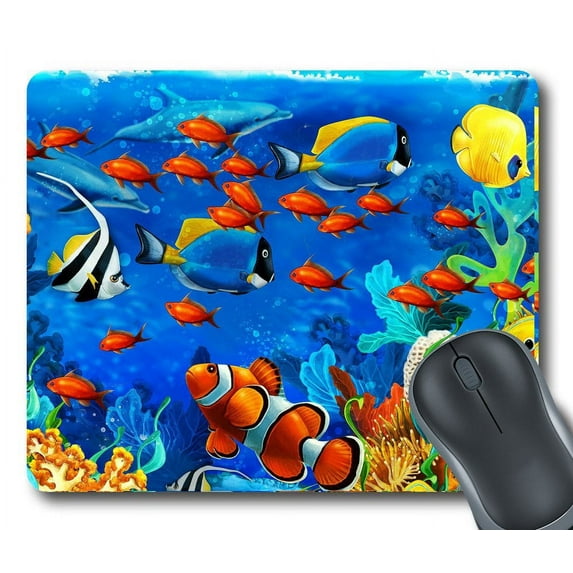 GCKG Underwater World Ocean Animals Fish Coral Mouse Pad Personalized Unique Rectangle Gaming Mousepad 9.84"(L) x 7.87"(W)