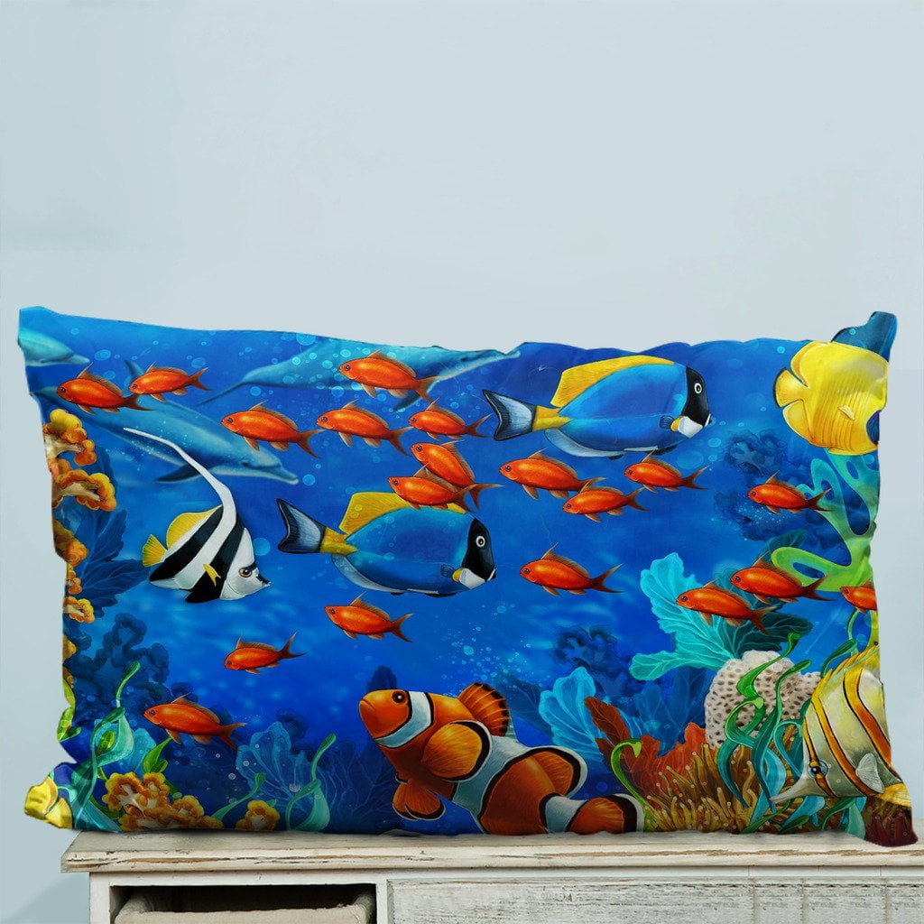 GCKG Underwater World Ocean Animals Fish Coral Pillow Case Pillow Cover Pillow Protector Two Sides 20 x 30 Inches Walmart