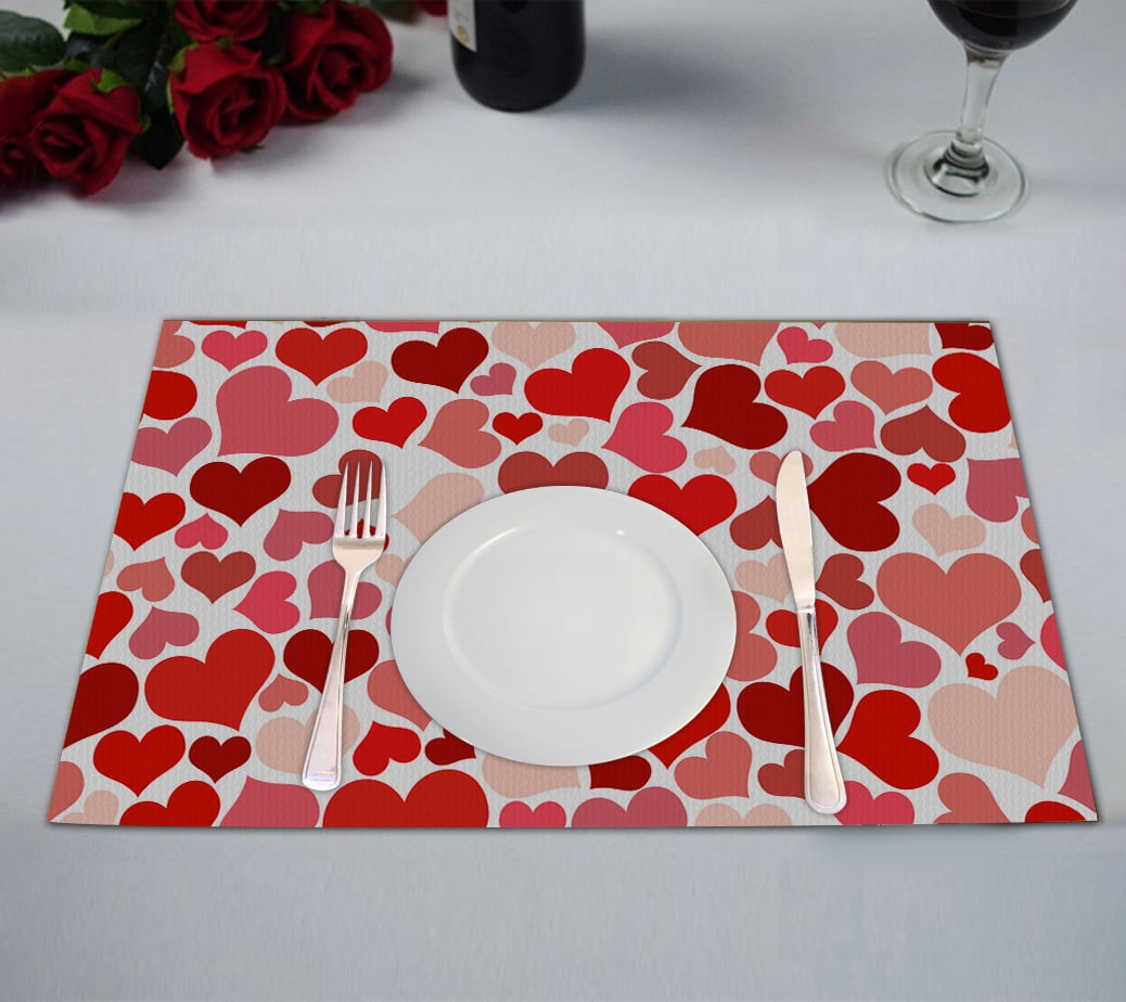 GCKG Valentine's Day Gift Pattern Table Placemat 12x18 Inch Set of 2