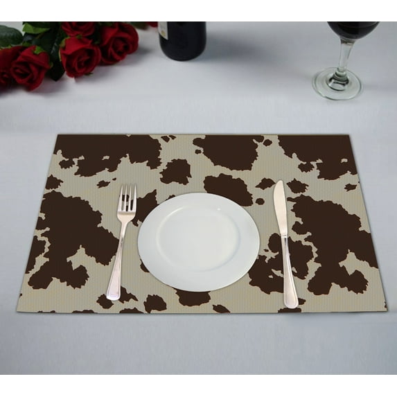 GCKG Vintage Big Cow Bull Fur Animal Table Placemat 12x18 Inch Set of 2