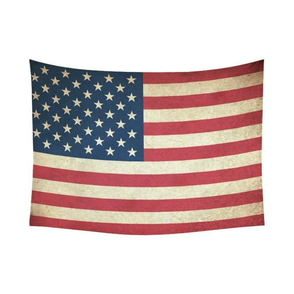 GCKG Vintage Retro American USA Flag Tapestry Wall Hanging July 4th Independence Day Wall Decor Art Cotton Linen for Home Decoration 80 x 60 Inches