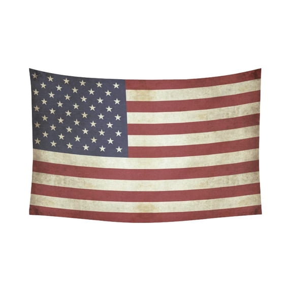 GCKG Vintage Retro American USA Flag Tapestry Wall Hanging July 4th Independence Day Wall Decor Art Cotton Linen for Home Decoration 90 x 60 Inches