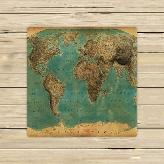 GCKG Vintage Style World Map Pattern Hand Towel,Spa Towel,Beach Bath Towels,Bathroom Body Shower Towel Bath Wrap Size 13x13 inches