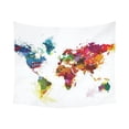 thumbnail image 1 of GCKG Watercolor Global Colorful World Map Tapestry Horizontal Wall Hanging Abstract Splatters Painting Wall Decor Art for Living Room Bedroom Dorm Cotton Linen Decoration 51 x 60 Inches, 1 of 2