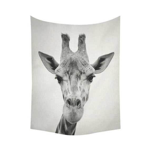GCKG Whildlife Black and White Giraffe Tapestry Wall Hanging Vintage Animal Portrait Wall Decor Art for Living Room Bedroom Dorm Cotton Linen Decoration 60 x 80 Inches