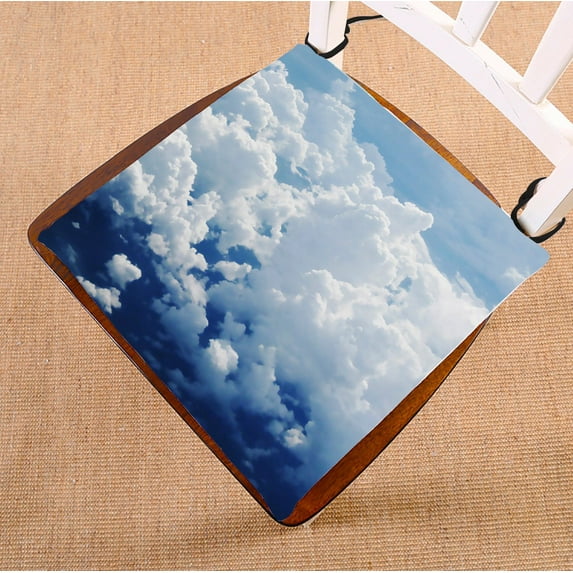 GCKG White Cloud Chair Pad Seat Cushion Chair Cushion Floor Cushion with Breathable Memory Inner Cushion and Ties Two Sides Printing 16x16 inches