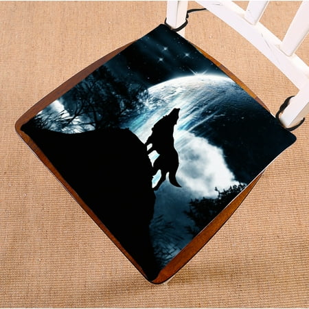 GCKG Wolf Howl Chair Pad Seat Cushion Chair Cushion Floor Cushion with Breathable Memory Inner Cushion and Ties Two Sides Printing 16x16 inches
