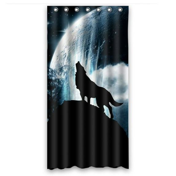 GCKG Wolf Howl Waterproof Polyester Shower Curtain and Hooks Size 36x72 inches
