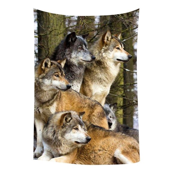GCKG Wolfs Wild Animal Bedroom Living Room Art Wall Hanging Tapestry Size 40x60 inches