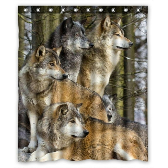 GCKG Wolfs Wild Animal Waterproof Polyester Shower Curtain Bathroom Deco 60x72 inches