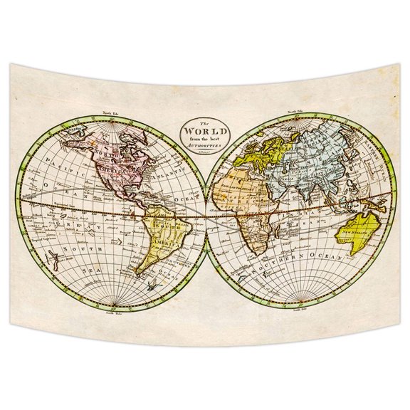 GCKG World Map Wall Art Tapestries Home Decor Wall Hanging Tapestry Size 60"x90"