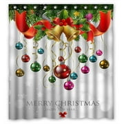 GCKG Xmas Merry Christmas Waterproof Polyester Shower Curtain Bathroom Deco 66x72 inches