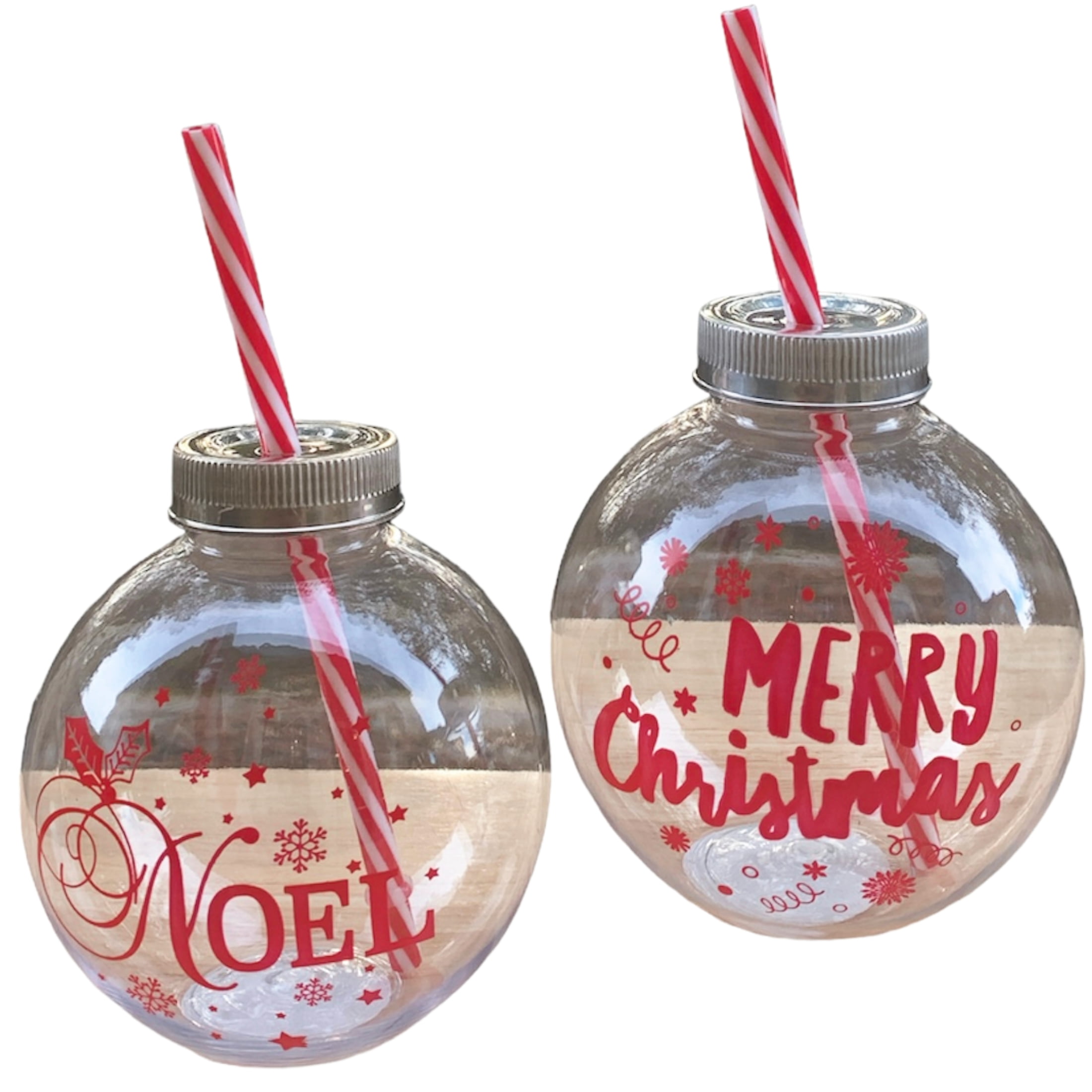 Red & Green 2-Piece Holiday Ornament Sipper Set