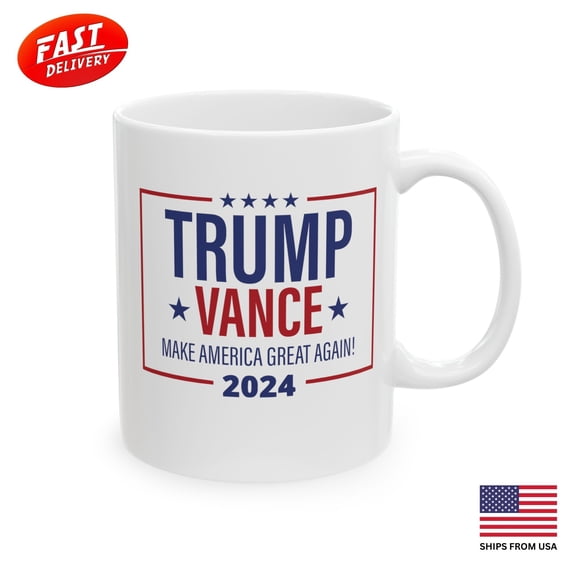GCO Donald Trump Vance 2024 Coffee Mug MAGA 11oz White Ceramic Cup