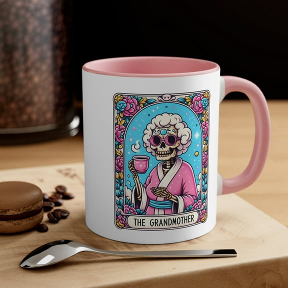 GCO Funny Grandma Skeleton Tarot Card Mug 11oz Ceramic Accent Coffee Mug