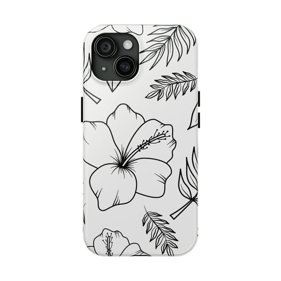 GCO Hibiscus Flower iPhone Tough Case for iPhone 15, Pro, Plus, Pro Max