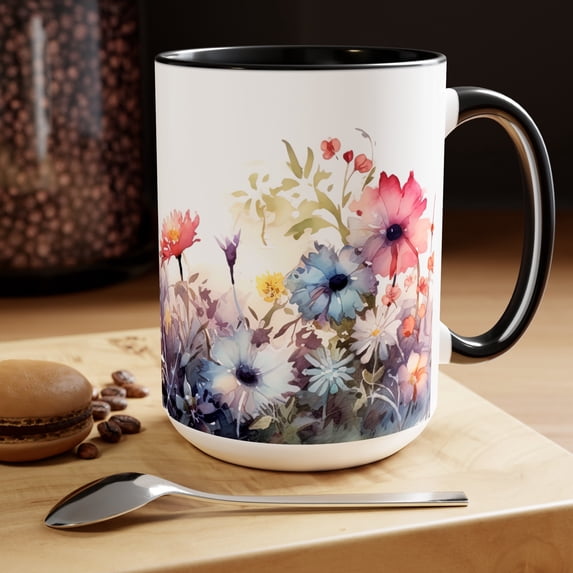 GCO Large Floral Coffee Mug 15oz Ceramic Tea Cup Gift For Mom