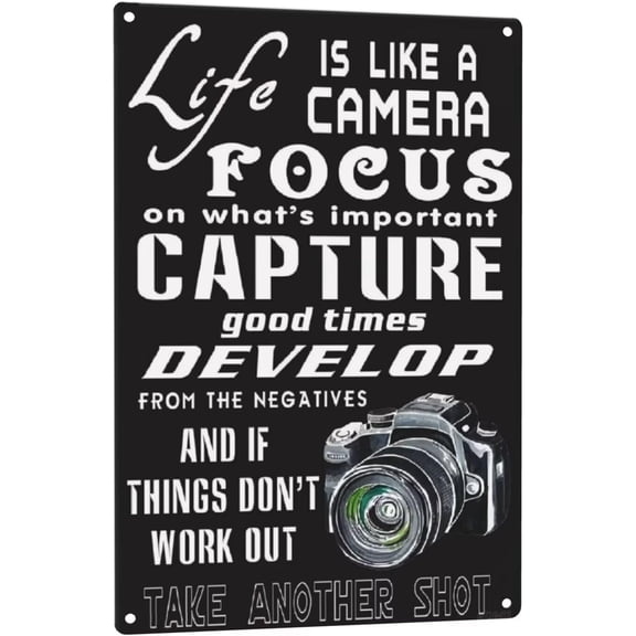 GCOCL Life is Like A Camera Wall Decor Tin Sign,8x12inch Vintage Novelty Office Living Room Cafe Bar Kitchen Art Wall-Coffee 8x12inch