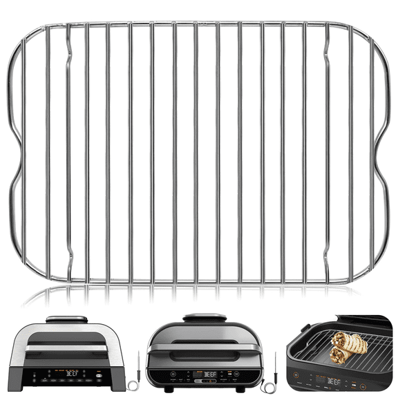 GCQ Air Fryer Replacement Parts for Ninja Foodi FG551 Smart XL Indoor Grill with Air Fry, 11.6''*7.6'' Stainless Steel Air Fryer Accessories Roasting Steamer Grill Racks Baking TrayDishwasher safe