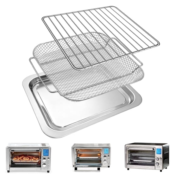 GCQ Air Fryer Baking Pan Set for EmerilLagasse Everyday 360 Air Fryer 12''×10'' Air Fryer Accessories Grill Pan Crisper Plate Replacement Parts