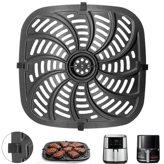 GCQ Air Fryer Replacement Tray for Chefman 8 Qt TurboFry 4 in 1 Air Fryer RJ38-SQSS-8T, Air fryer Accessories Grill Pan Rack Parts Grill Crisper Plate
