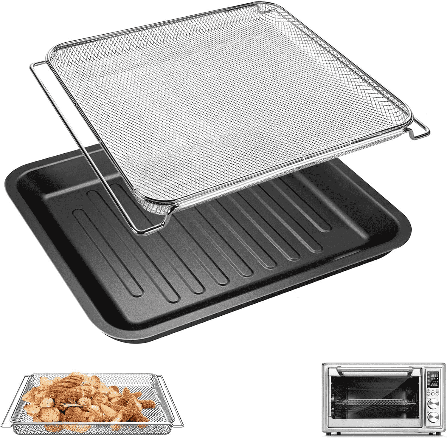 GCQ Air Fryer Toaster Oven Accessories for COSORI 32Qt 13 in 1 CS130-CFH CS130-AO 12 in 1 CO130-AO Air Fryer Toaster Oven, Air Fryer Replacement Parts Basket Rack Grill Pan Plate Tray