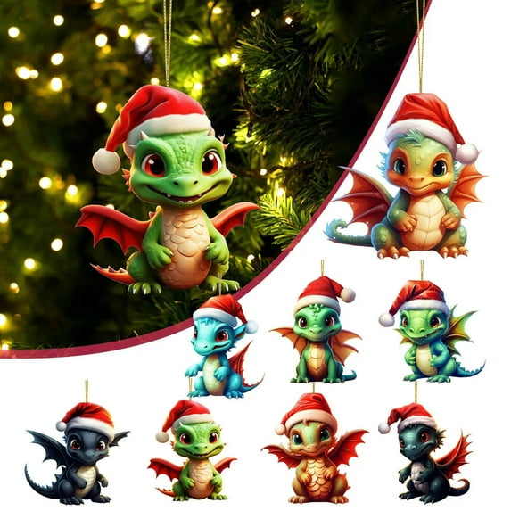 GCVIZUSO Christmas Decorations Indoor Clearance! Christmas Tree Hanging Ornaments,Christmas Dragon Baby Acrylic Christmas Hanging Ornament Christmas Tree Hanging Ornament Pendant