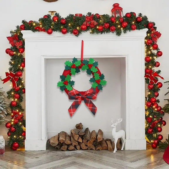 Gcvizuso Christmas Wreath, Christmas Wreaths for Front Door, New Christmas Wreath Christmas Tree Pendant Christmas Wall Door Hanging Decoration Supplies Gifts